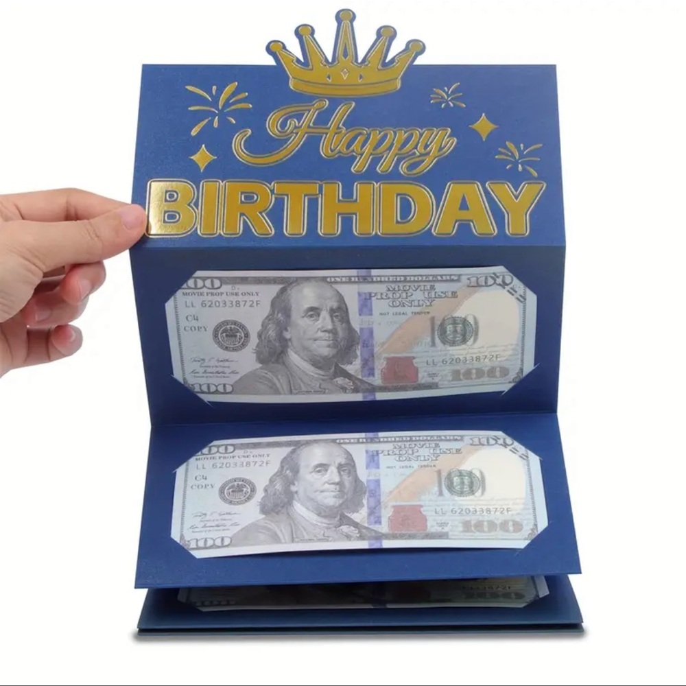 Blue and Gold Regal Birthday Card Design, CARD ONLY, New